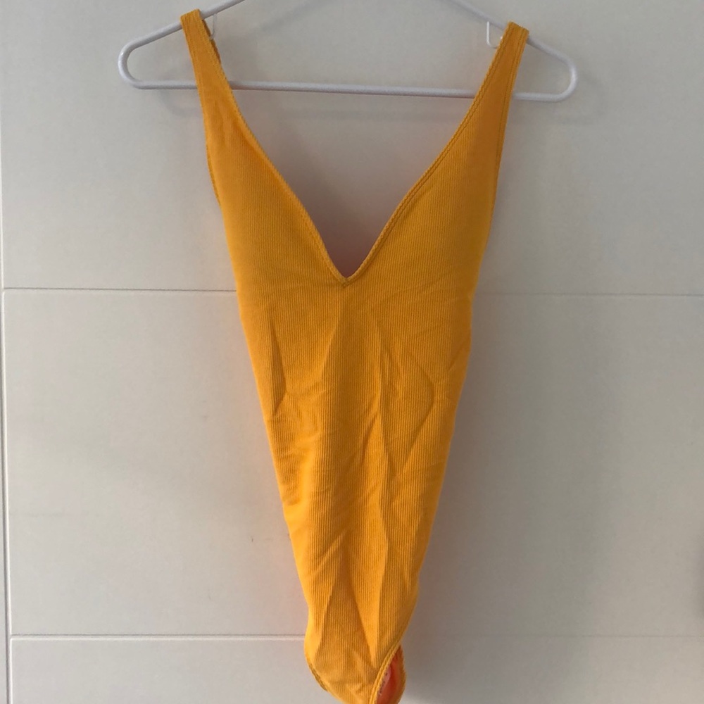 Yellow high leg cheeky one piece ☀️